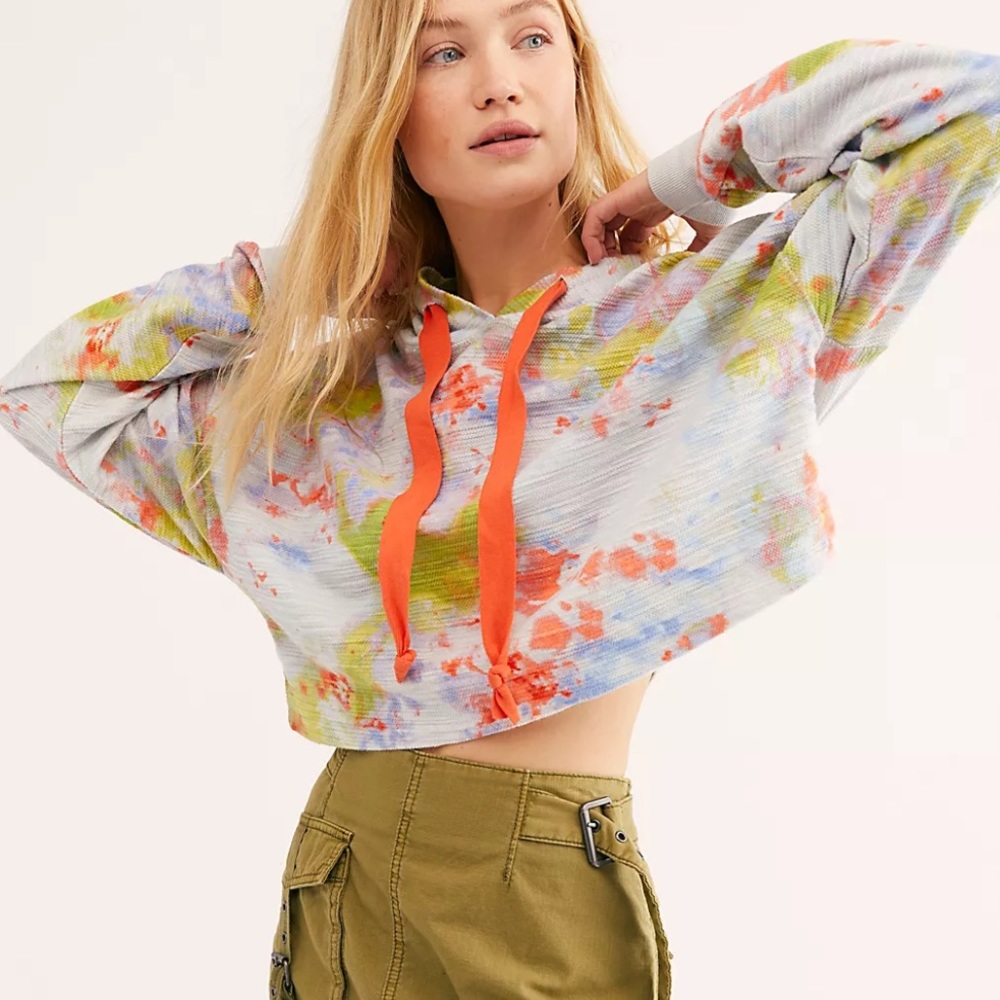 Free People Thinking About Me Cropped Hoodie